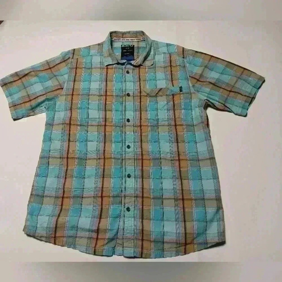 KAVU short sleeve 💯 cotton button down shirt. Men's size L - Picture 2 of 6